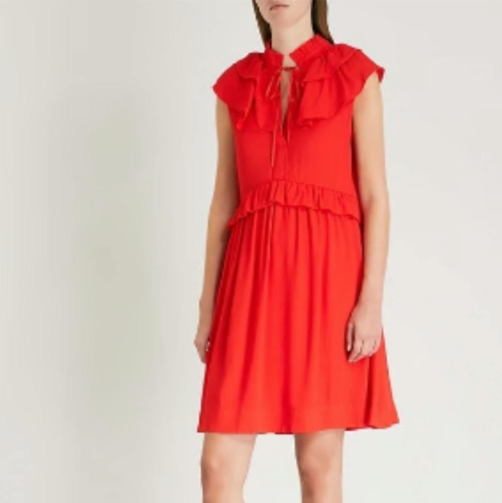 Maje Rutta Ruffled Crepe Mini Dress - Picture 13 of 15